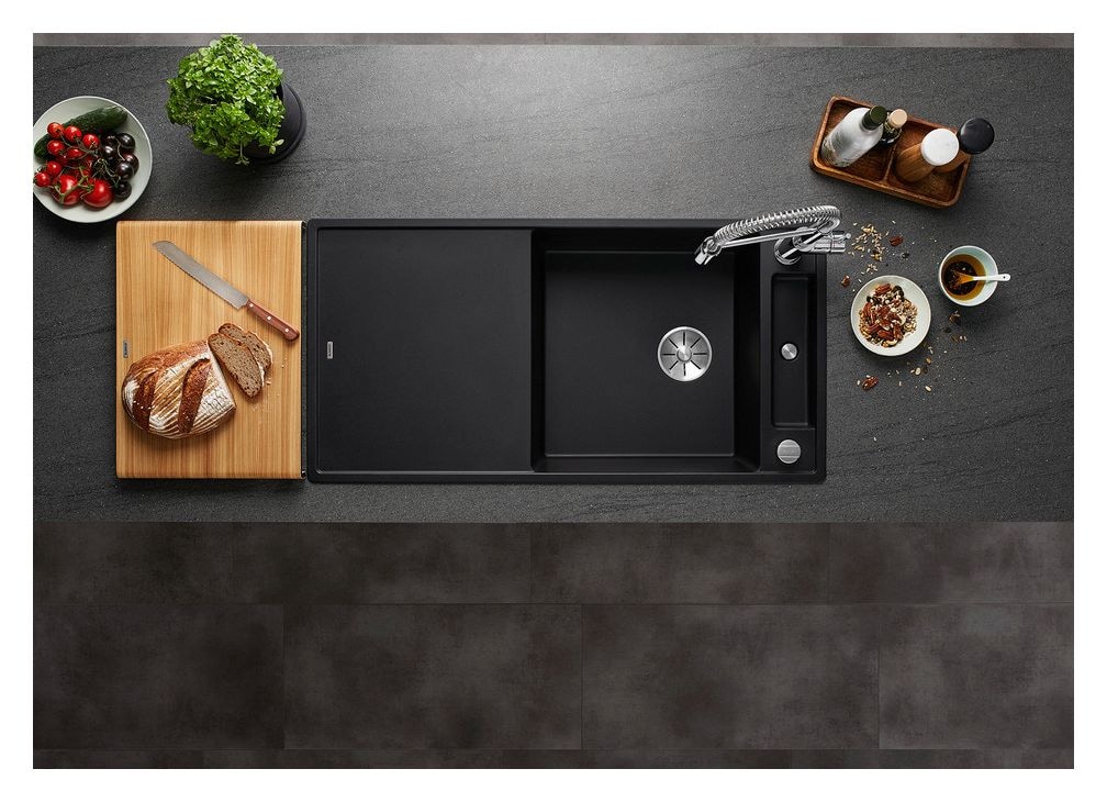 AXIA III XL 6 S-F Flächenbündige Spüle für 60 cm Unterschrank Silgranit 2 Becken  (Grau) 