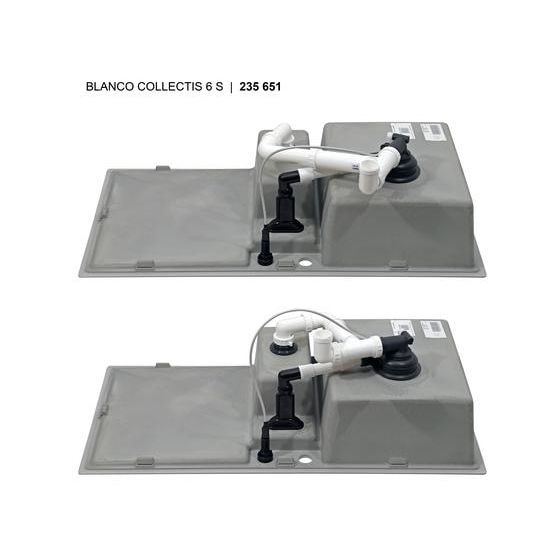 COLLECTIS 6 S Einbauspüle für 60 cm Unterschrank Silgranit 3 Becken  (Schwarz) 