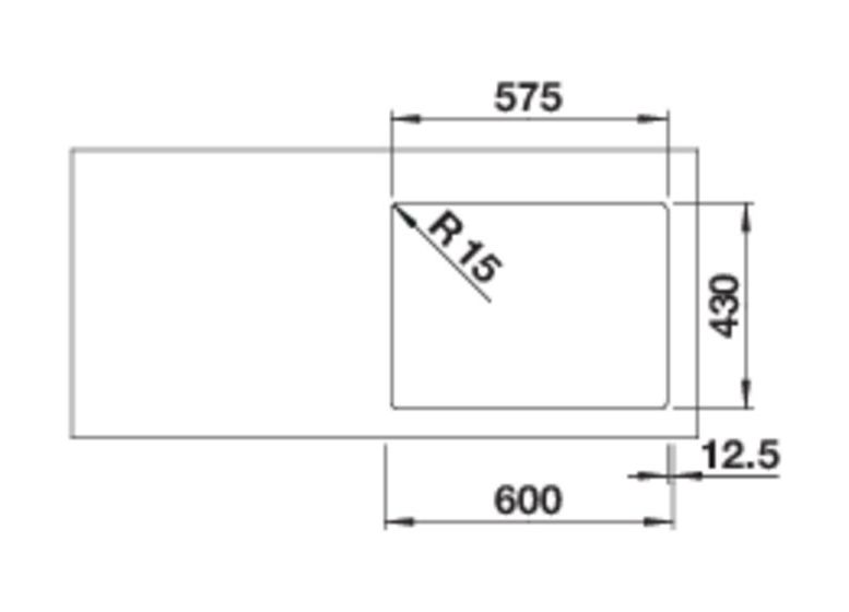 SOLIS 340/180-IF Flächenbündige Spüle für 60 cm Unterschrank Edelstahl 2 Becken  (Edelstahl) 