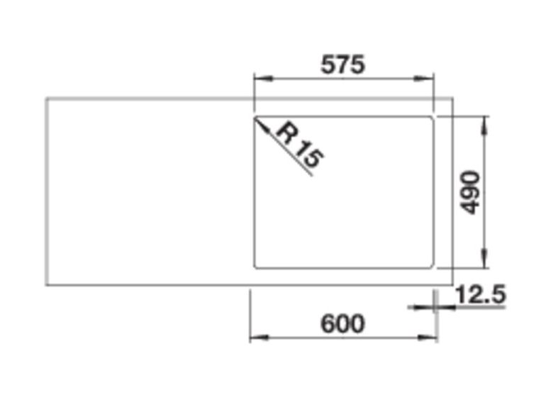 SOLIS 340/180-IF/A, Edelstahl Bürstfinish, mit Ablauffernbedienung, ohne Zubehör, Becken rechts, 600 mm Untermaß 