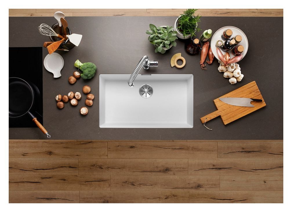 SUBLINE 700-U Unterbauspüle für 80 cm Unterschrank Silgranit 1 Becken  (Weiß) 