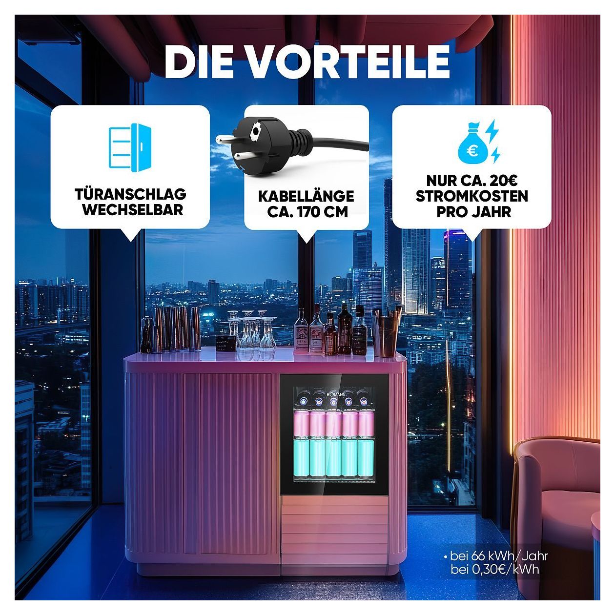 KSG7291 46 l / 46 l Tischkühlschrank EEK: E 66 kWh Jahr  (Schwarz) 