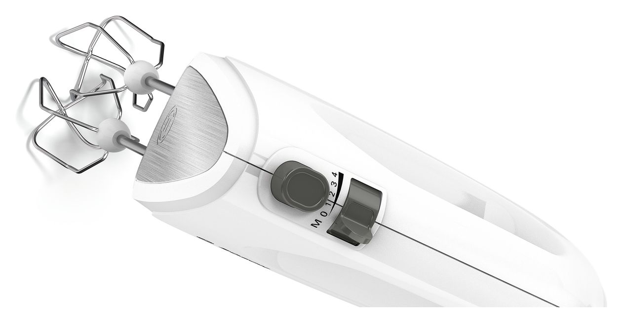 MFQ24200 CleverMixx Handmixer 400 W 4 Stufen (Gebürsteter Stahl, Weiß) 