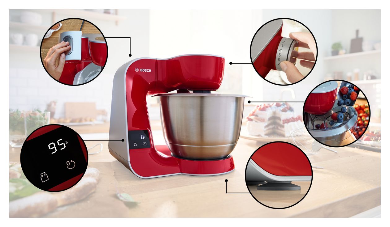 MUM5X720 1000 W Küchenmaschine 3,9 l mit Waage  (Rot, Silber) 