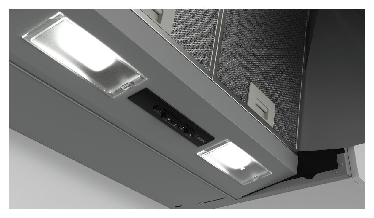 Serie 2 DEM63AC00 Zwischenbauhaube Abluft/Umluft Dunstabzugshaube/Esse Einbau 60 cm (Silber) 