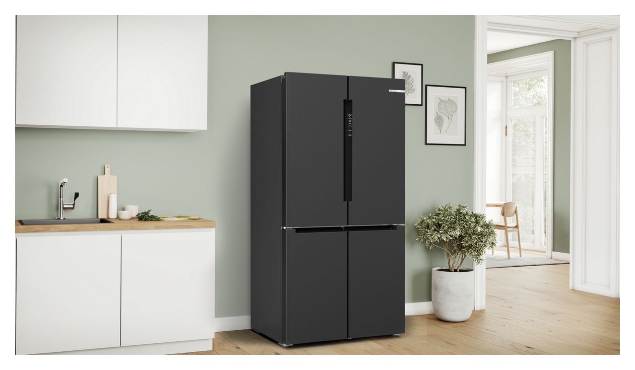 Serie 4 KFN96AXEA Side-by-Side Kühl-/ Gefrierkombination French Door 405 l / 200 l 333 kWh NoFrost 1830 mm x 905 mm  (Schwarz) 