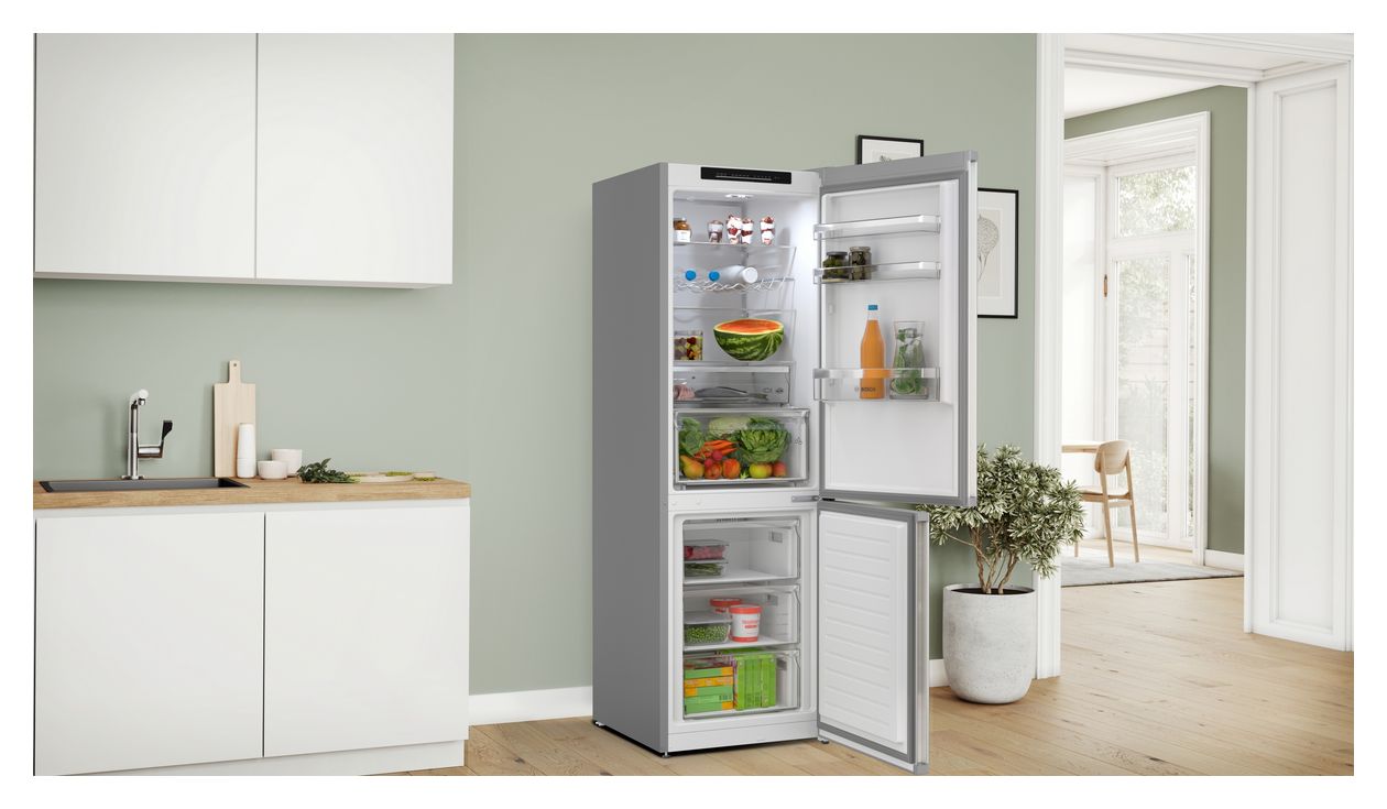 Serie 4 KGN362LAF 218 l / 103 l Kühl-Gefrierkombi freistehend NoFrost 111 kWh Jahr  (Metallisch) 