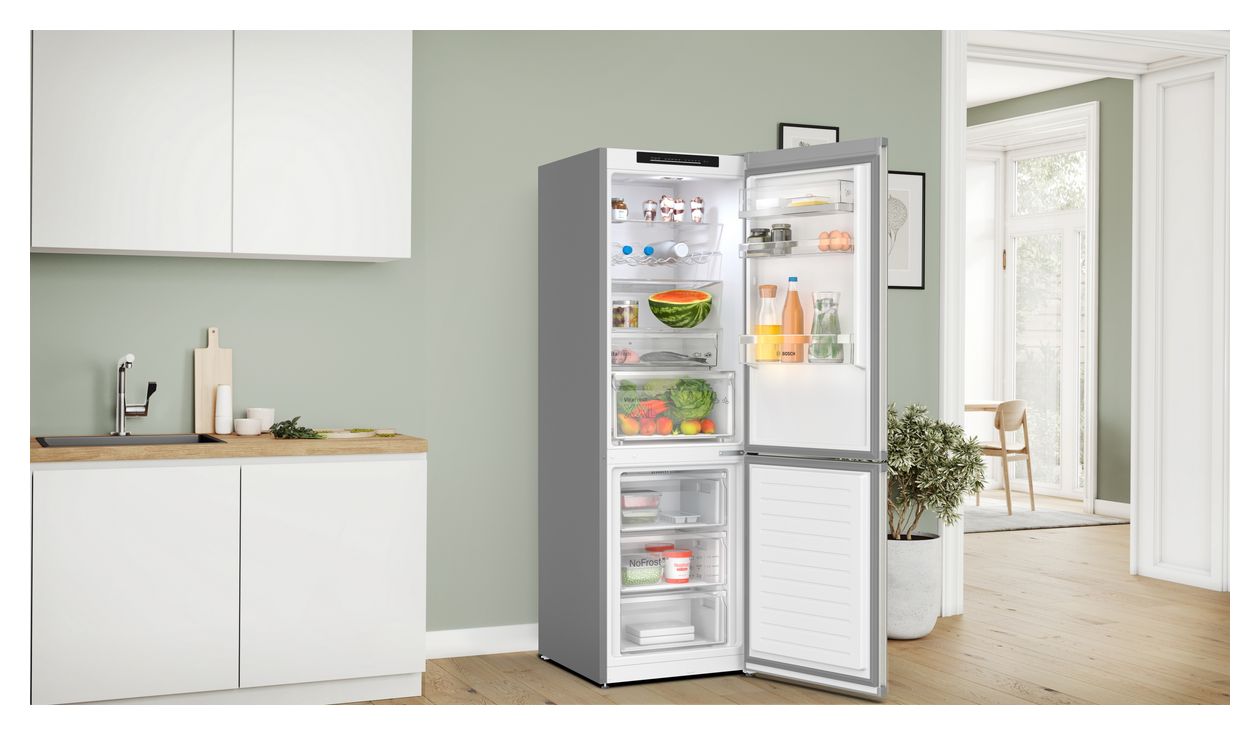 Serie 4 KGN36EICF 218 l / 103 l Kühl-Gefrierkombi freistehend NoFrost 159 kWh Jahr  (Grau) 