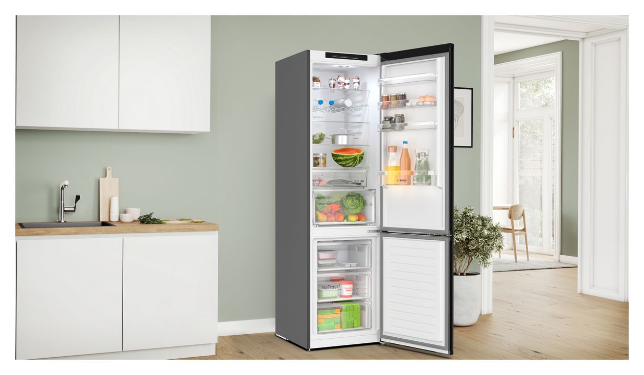 Serie 4 KGN392XCF 260 l / 103 l Kühl-Gefrierkombi freistehend NoFrost 162 kWh Jahr  (Schwarz) 