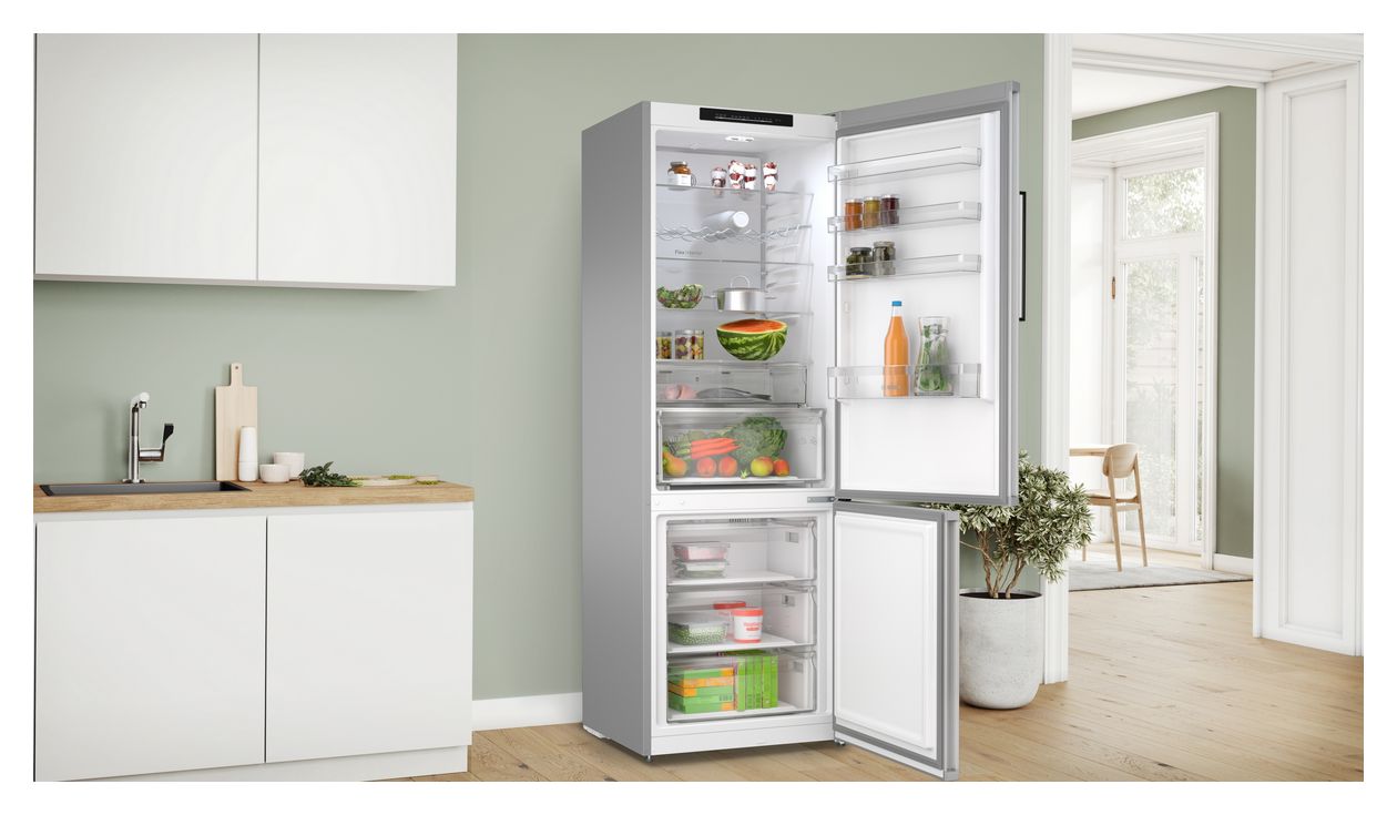 Serie 4 KGN492LCF 311 l / 129 l Kühl-Gefrierkombi freistehend NoFrost 178 kWh Jahr  (Metallisch) 