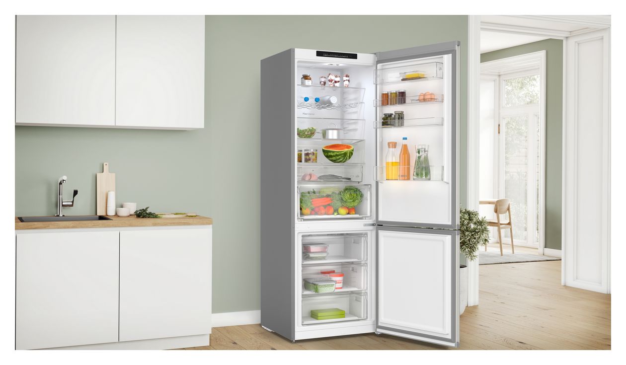 Serie 4 KGN49EICF 311 l / 129 l Kühl-Gefrierkombi freistehend NoFrost 178 kWh Jahr  (Edelstahl) 