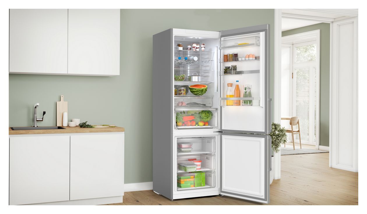 Serie 6 KGN49AIBT 311 l / 129 l Kühl-Gefrierkombi freistehend NoFrost 142 kWh Jahr  (Edelstahl) 