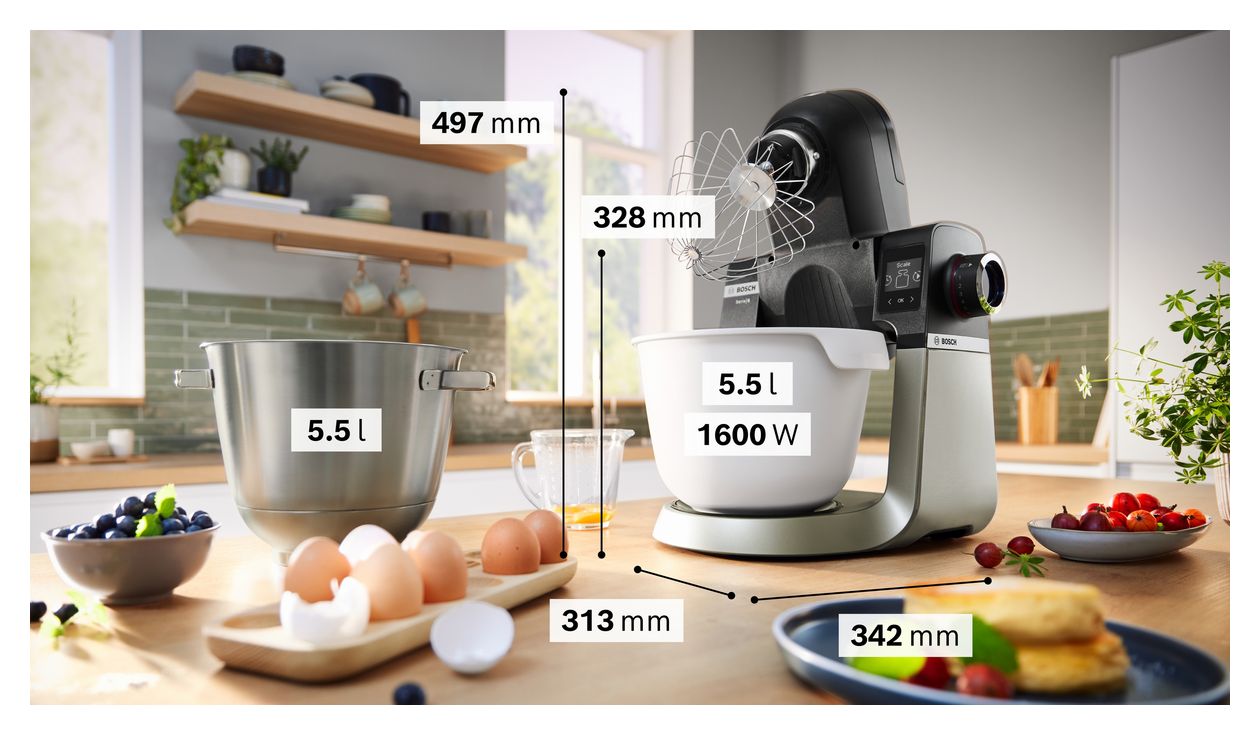 Serie 6 MUMS6ZS23D 1600 W Küchenmaschine 5,5 l mit Waage (Schwarz, Edelstahl, Weiß) 