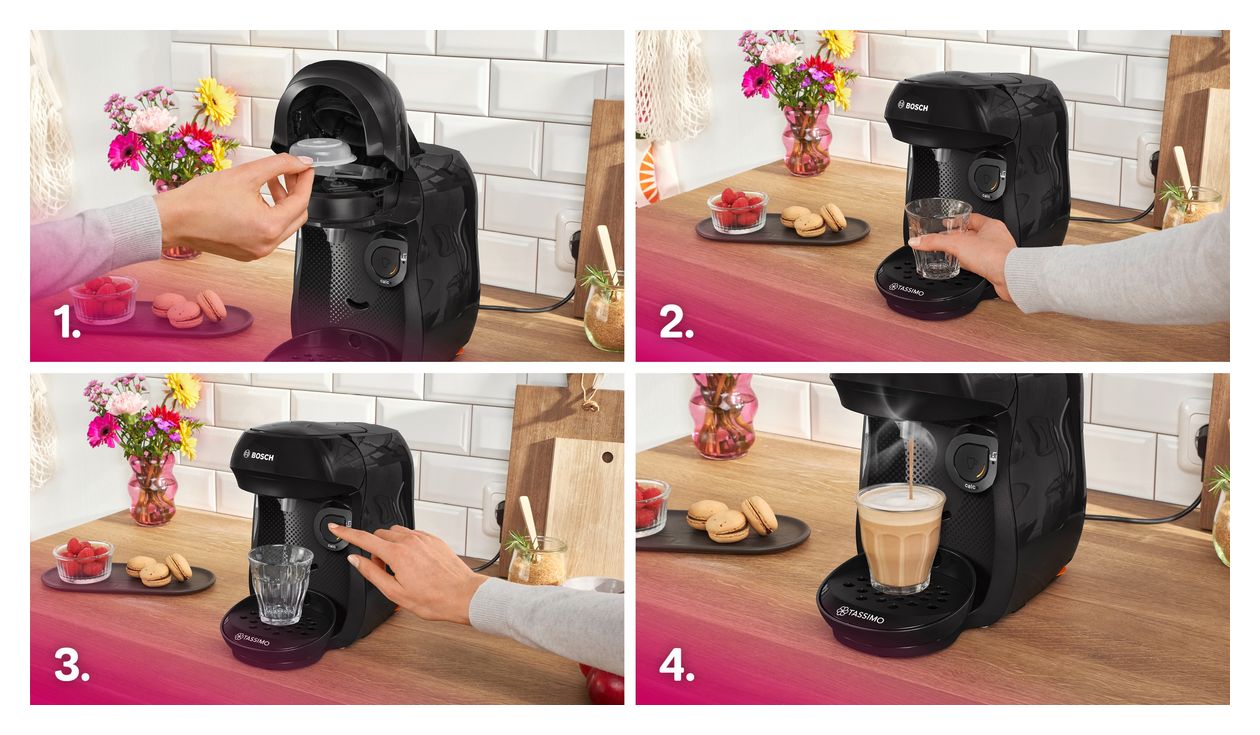 TAS102E Tassimo Happy friendly Kaffeekapsel Maschine  (Schwarz) 