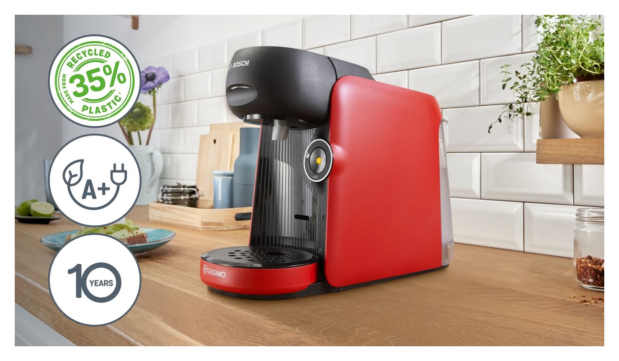 TAS163E Tassimo Finesse Kaffeekapsel Maschine  (Schwarz, Rot) 