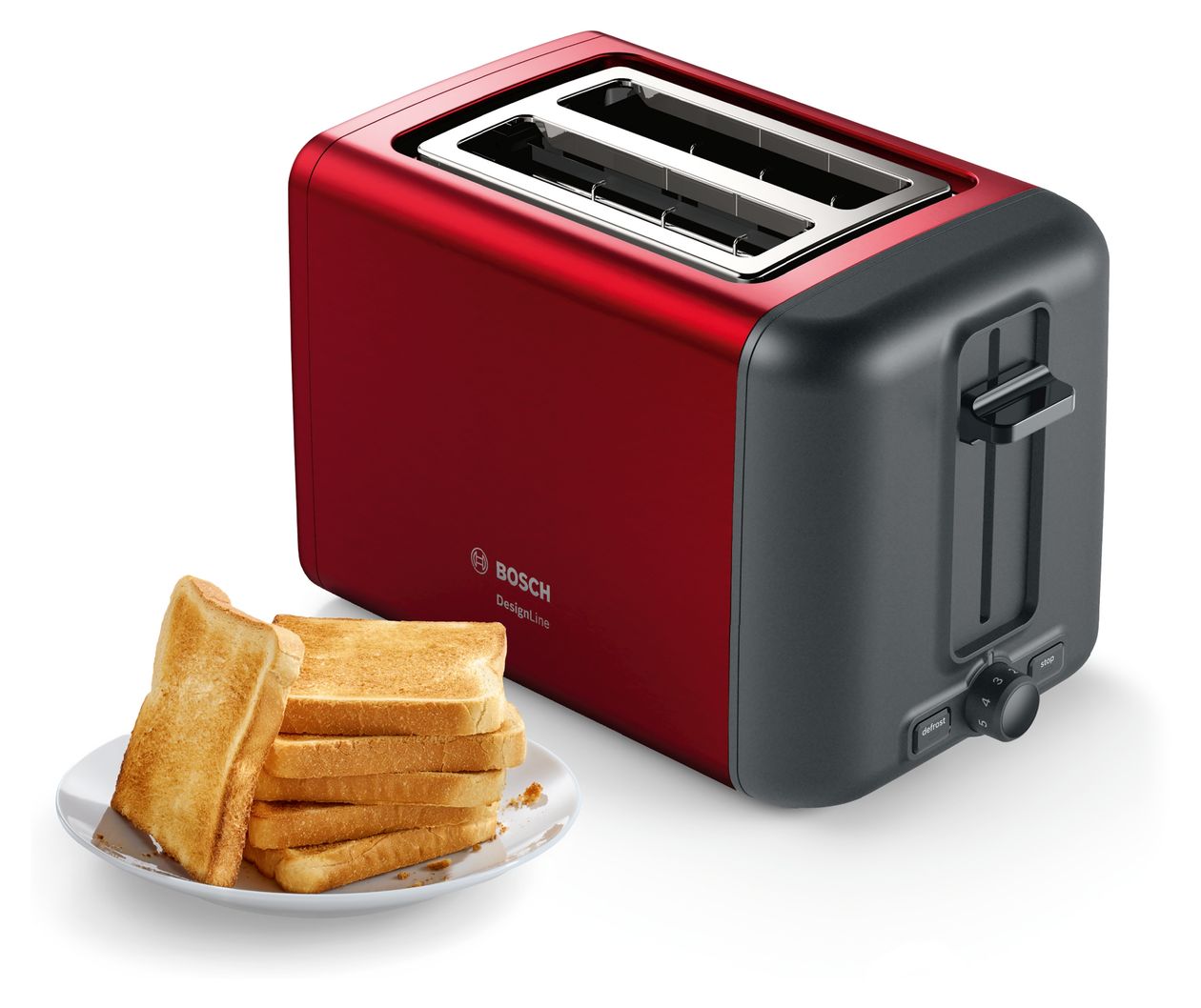 TAT3P424DE DesignLine Toaster 970 W 2 Scheibe(n)  (Schwarz, Rot) 