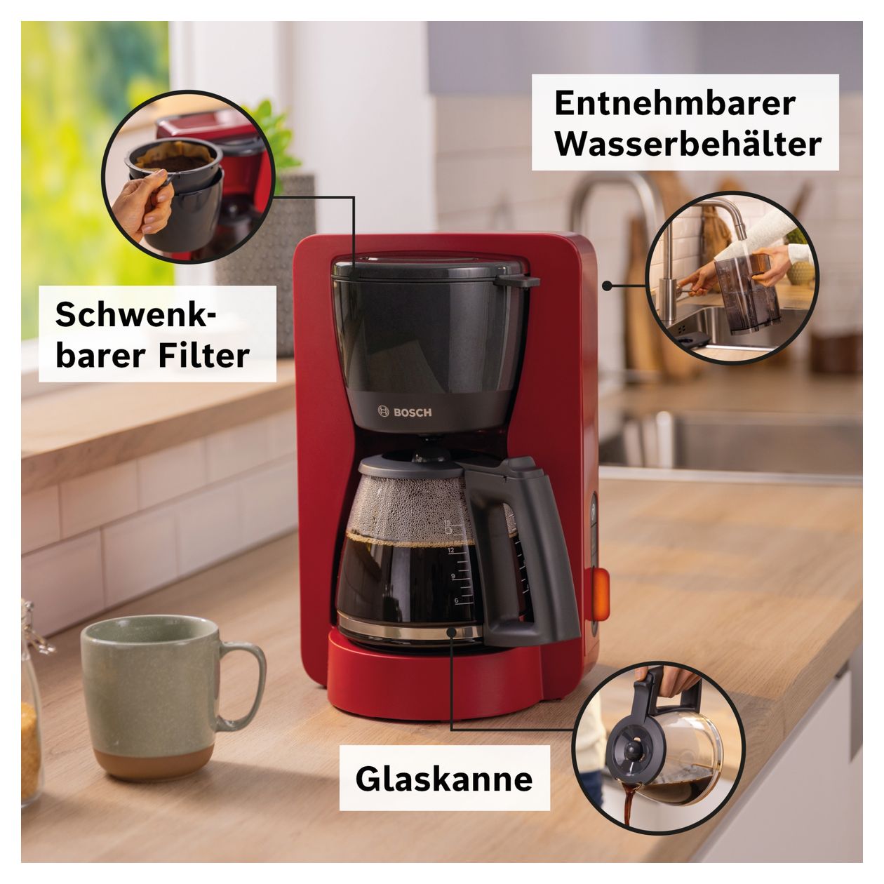 TKA3M134 MyMoment 15 Tassen Filterkaffeemaschine 1,4 l  (Rot) 