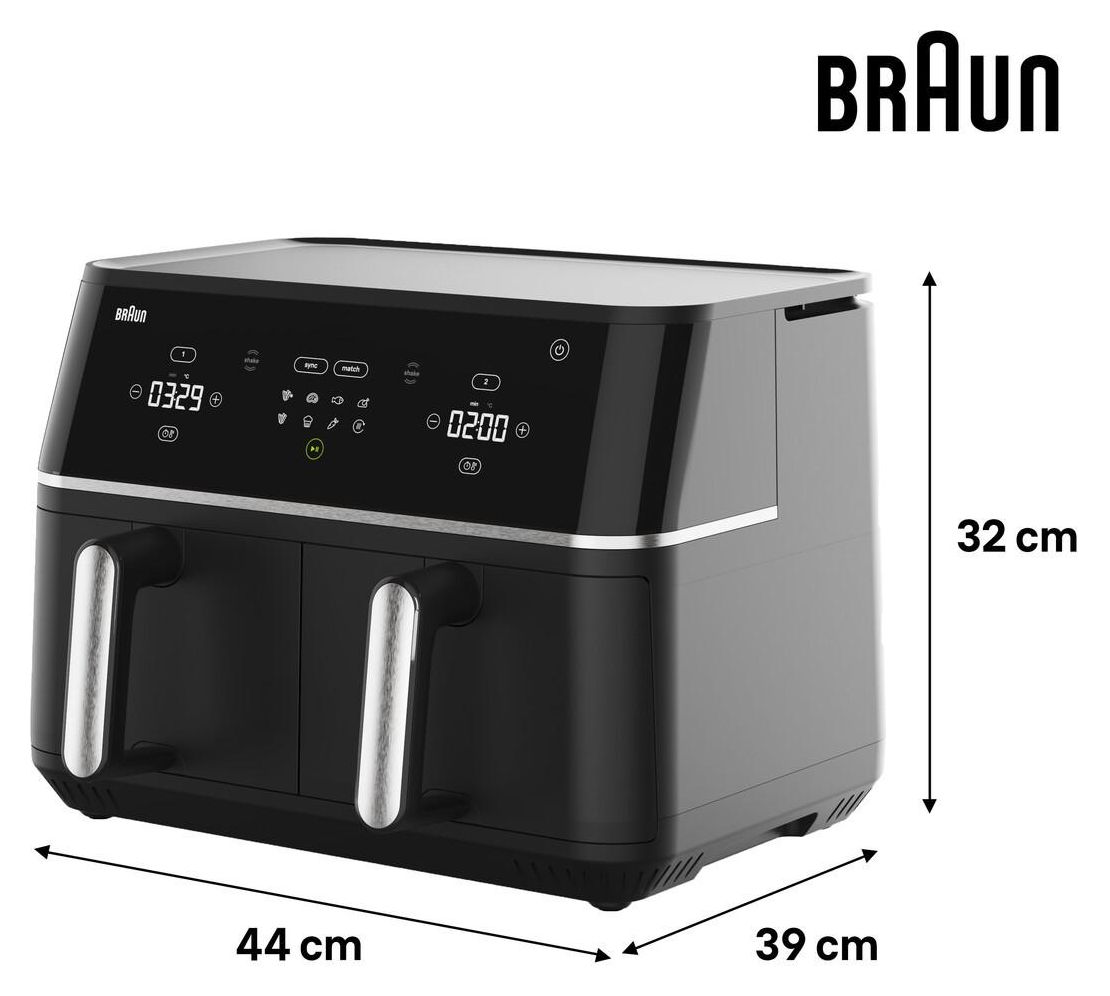 TD5030IBK Doppel Heißluftfritteuse 10 l 2400 W  (Schwarz, Silber) 