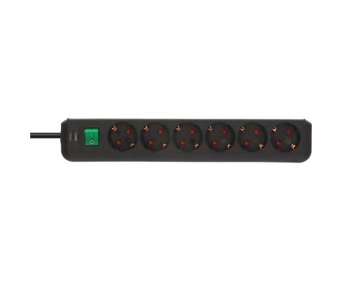 Eco-Line Steckdosenleiste 6-fach 3 m  (Schwarz) 