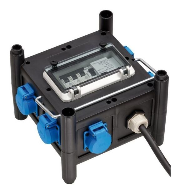 Gummi-Stromverteiler 7-fach 2 m  (Schwarz/Blau) 