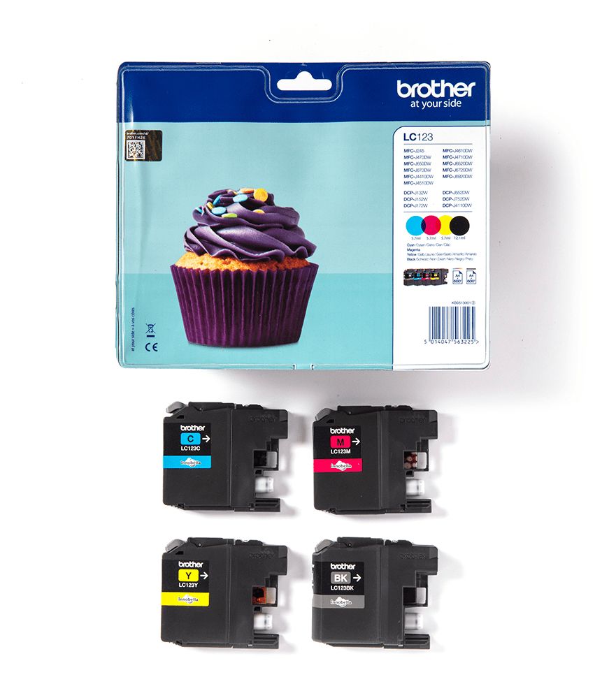 LC-123VALBP originale Druckerpatronen Schwarz, Cyan, Magenta, Gelb 600 Seiten 