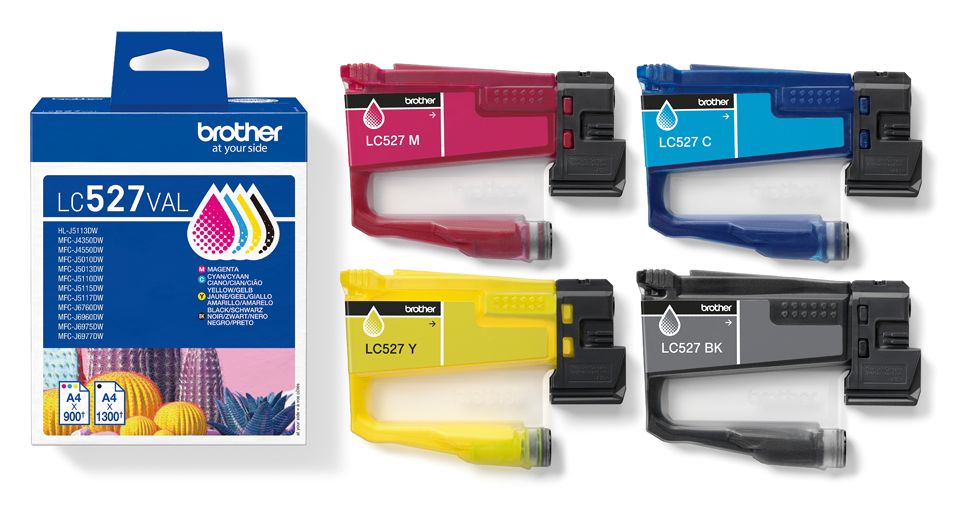 LC-527VAL originale Druckerpatronen Schwarz, Cyan, Magenta, Gelb 1300 Seiten 
