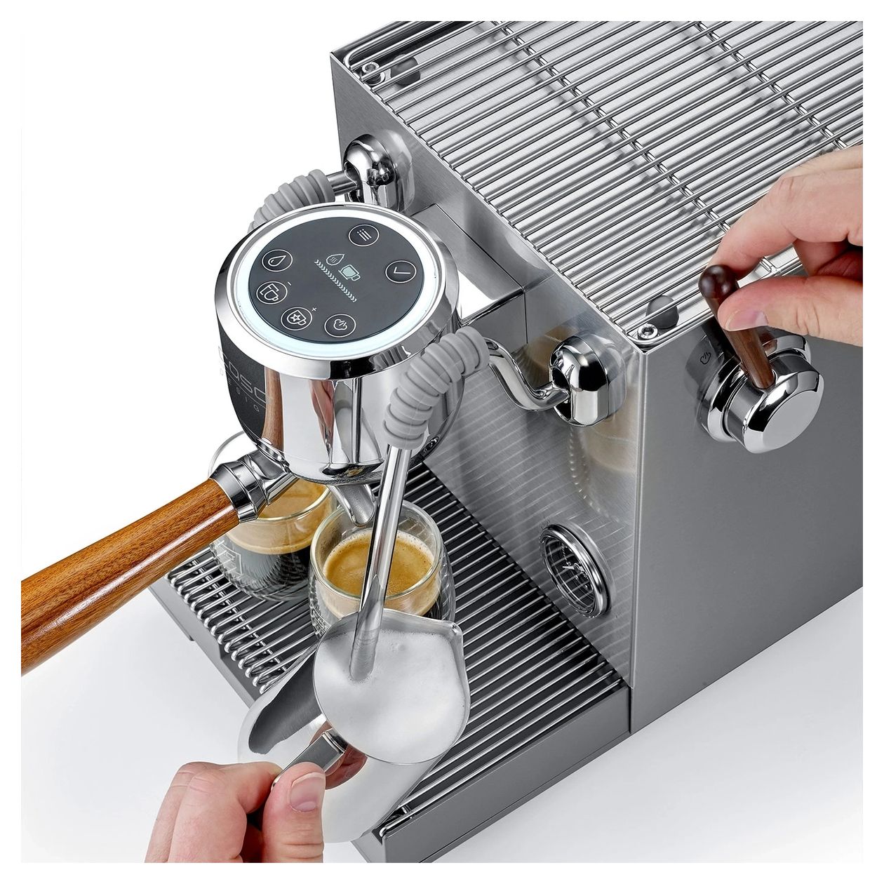 1825 Espresso Gourmet Advanced Siebträger Kaffeemaschine 19 bar 3000 W  (Silber) 