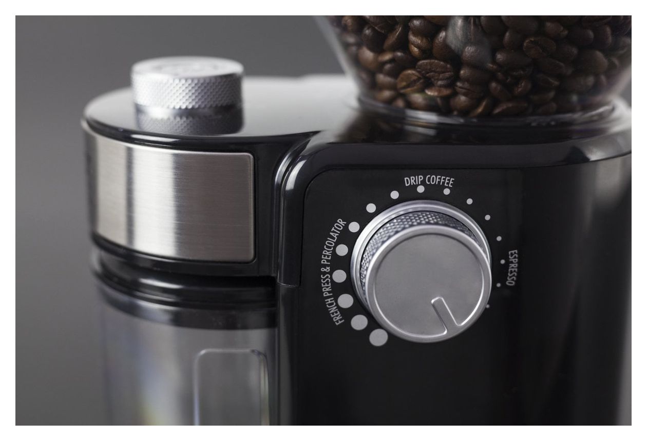 1833 Barista Crema Kaffeemühle für 190 g 150 W (Schwarz, Edelstahl, Transparent) 