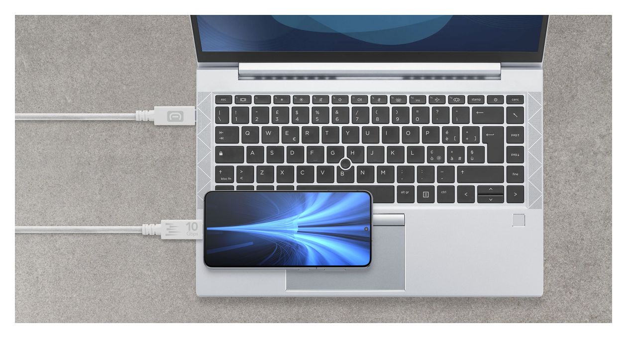 Fast Transfer 10 Gbit/s Rundkabel USB C auf USB C Männlich bis 100 W 1,5 m  (Weiß) 
