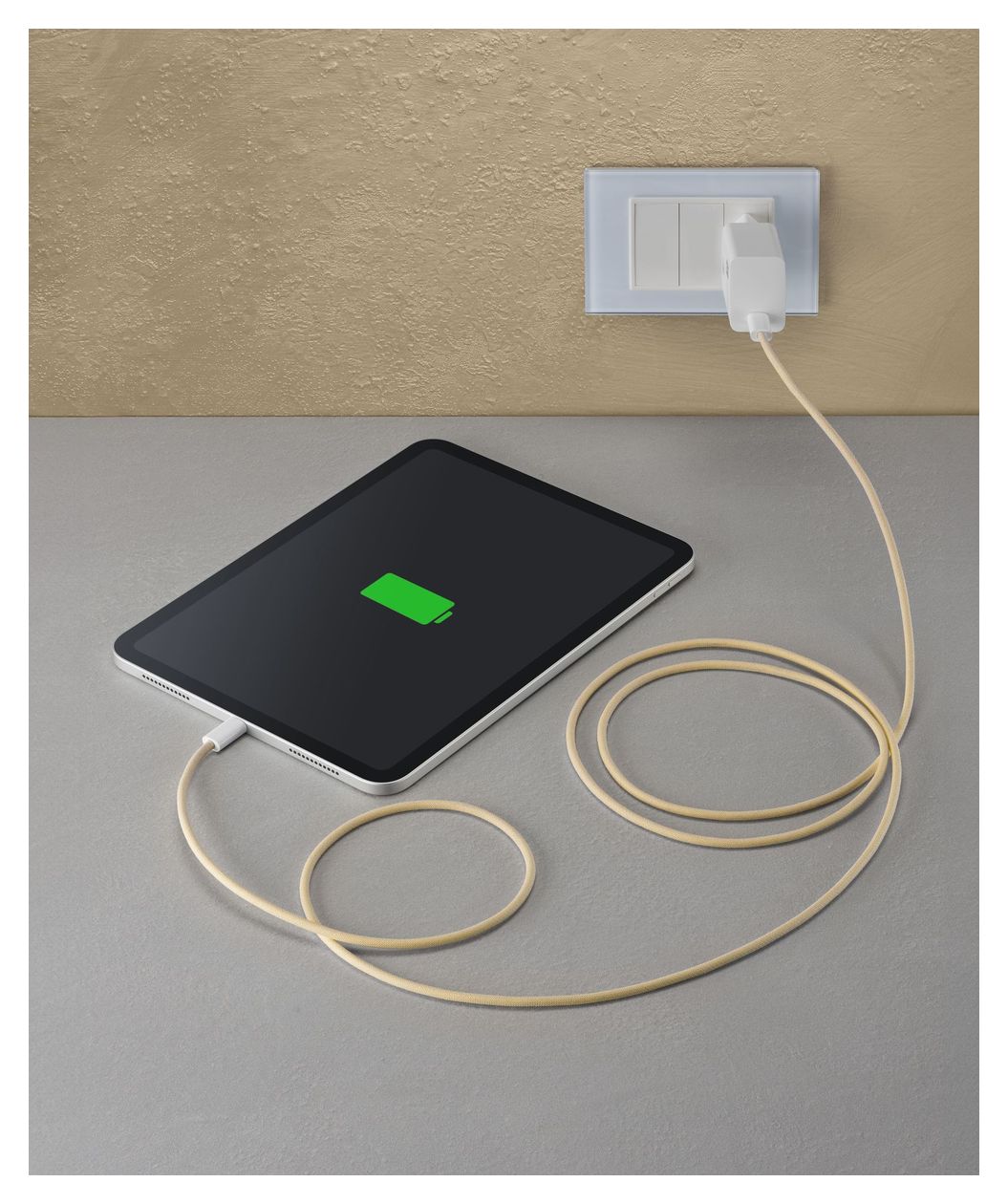 Flexforce Cable Rundkabel USB C auf USB C Männlich bis 60 W 2 m  (Gelb) 