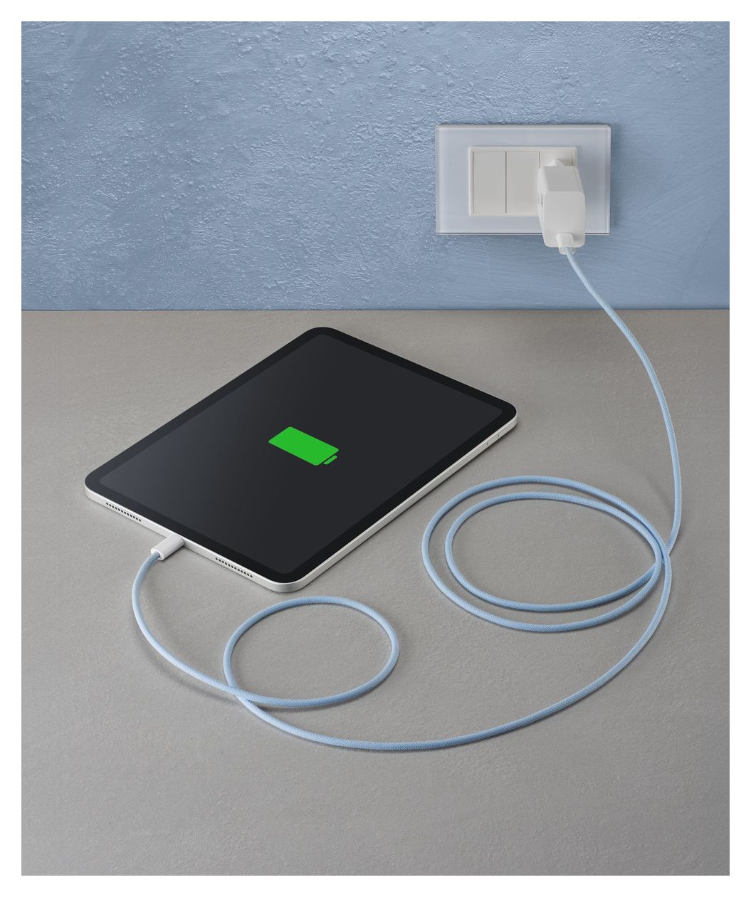 Flexforce Cable Rundkabel USB C auf USB C Männlich bis 60 W 2 m  (Blau) 