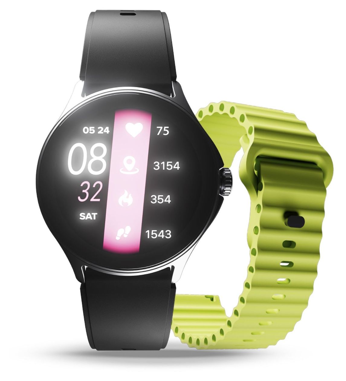 ION Pro Round Digital Smartwatch Rund IP67 168 h  (Schwarz) 