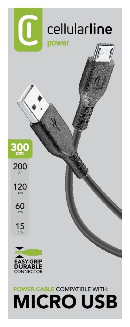 Power Cable USB A auf Micro-USB B Männlich bis 10 W 3 m  (Schwarz) 