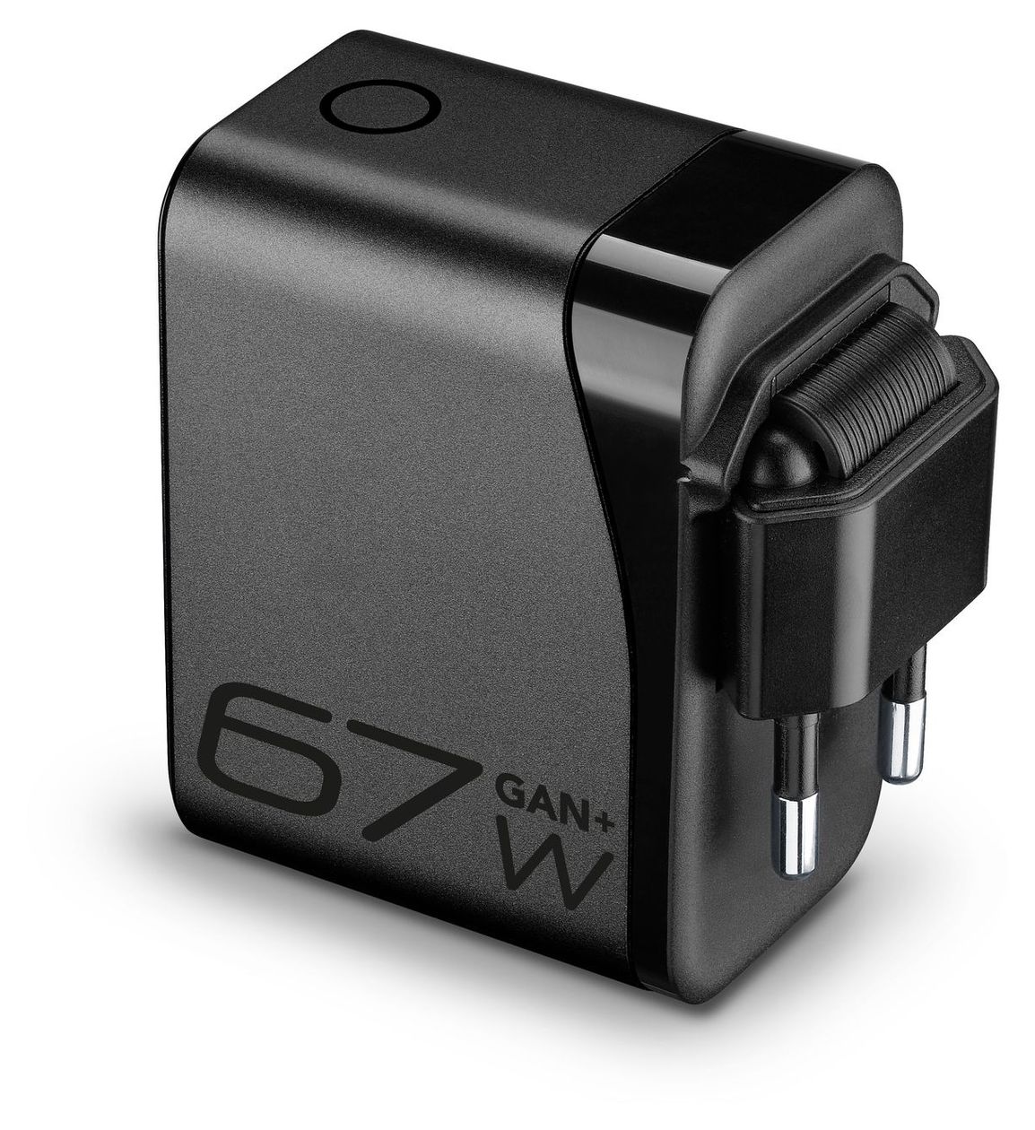 PowerView IQ ACH 67W 67W Netzladegerät mit smartem TFT-Display, klappbarem Stecker und GaN+ Technologie. Ausgestattet mit 2 USB-C-Ports und 1 USB-A-Port für gleichzeitiges Laden. 