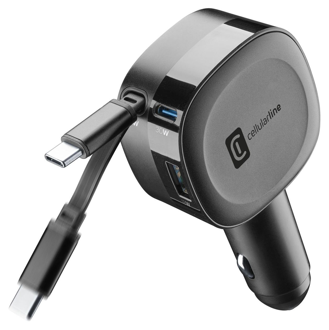 Retractable Car Charger 60W-Autoladegerät mit einziehbarem Kabel 