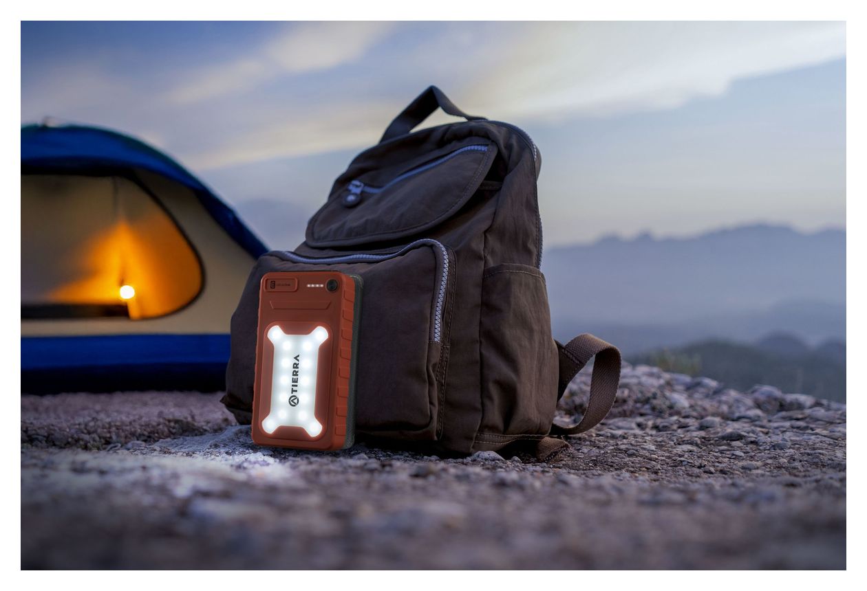 SOLAR POWER BANK PRO 4 ETFE SOLARPANELS 1.5W 10000 MAH 20W DOPPEL USB A+C ANSCHLUSS ORANGE 