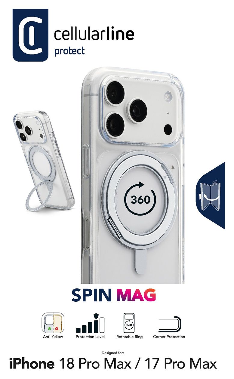 Spin Mag Cover für Apple iPhone 18 Pro Max  (Transparent) 