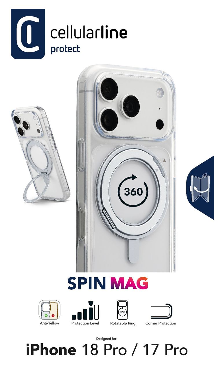Spin Mag Cover für Apple iPhone 18 Pro  (Transparent) 