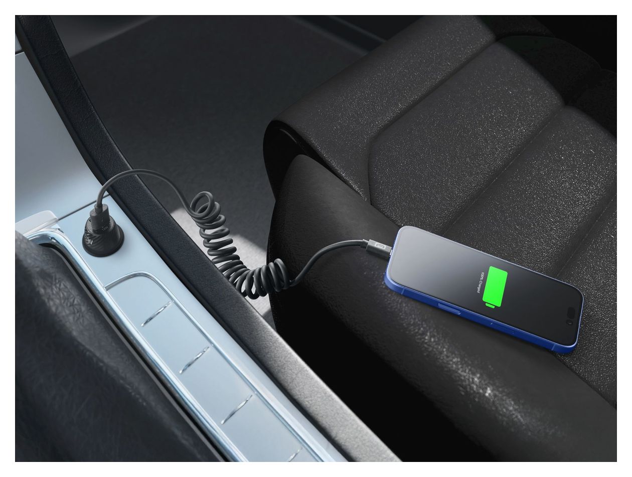 Spiral Cable Spiralkabel Rundkabel USB A auf USB C Männlich bis 15 W 1,2 m  (Schwarz) 