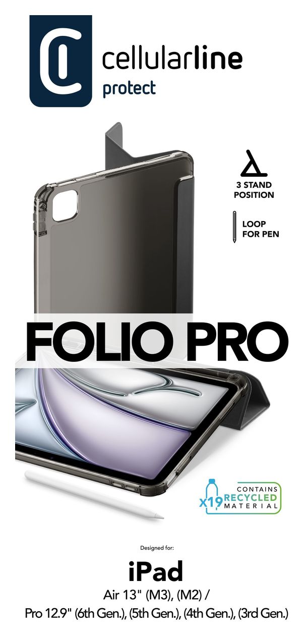 Stand Folio aus Kunstleder für Apple iPad Air 13 Zoll und iPad Pro 12.9 Zoll bis 33 cm (13") (Schwarz) 