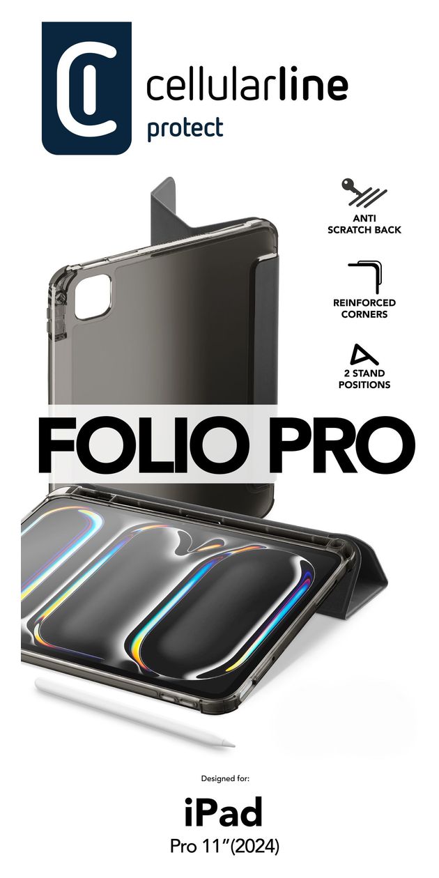 Stand Folio aus Kunstleder für Apple iPad Pro 11 Zoll M4/M5 bis 27,9 cm (11") (Schwarz) 
