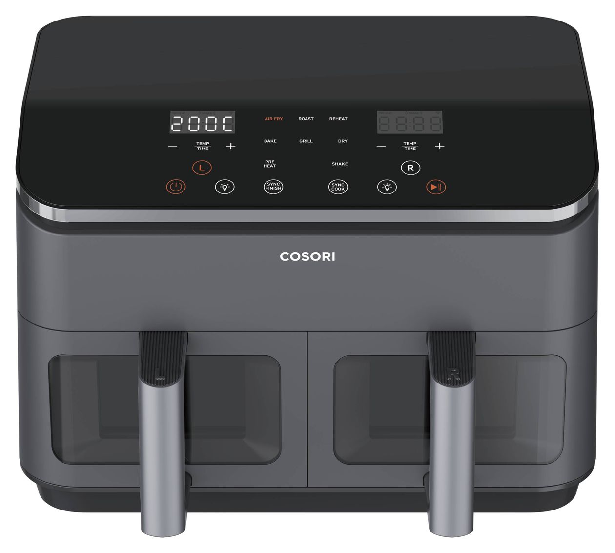 Dual Basket Chef Edition Doppel Heißluftfritteuse 8,5 l 1750 W  (Schwarz, Silber) 
