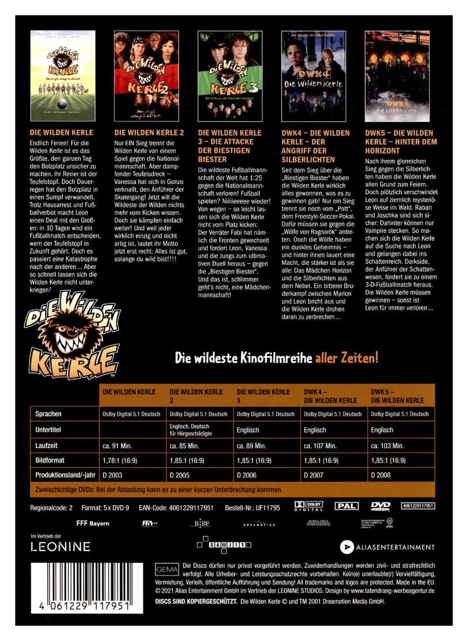 Die Wilden Kerle 1-5 Sammelbox (DVD) 