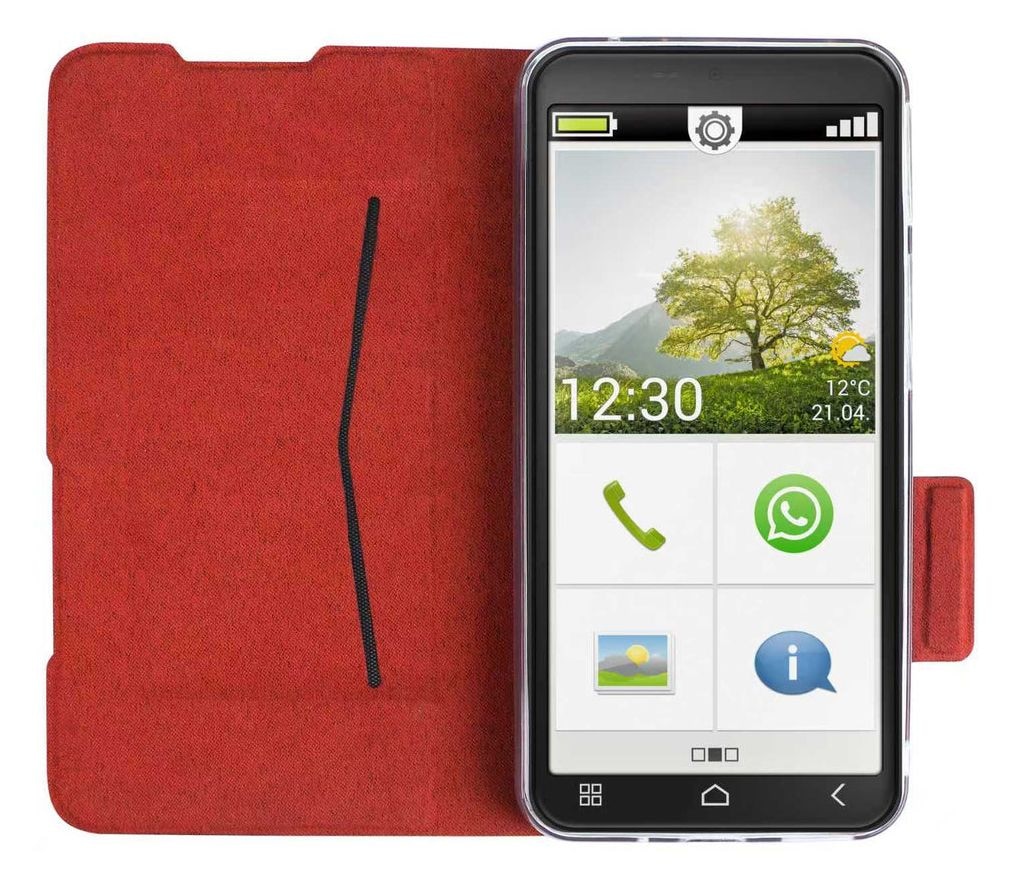 Smartcover Folio für Emporia SMART.7lite, SMART.7mini, ME.7  (Schwarz, Rot) 