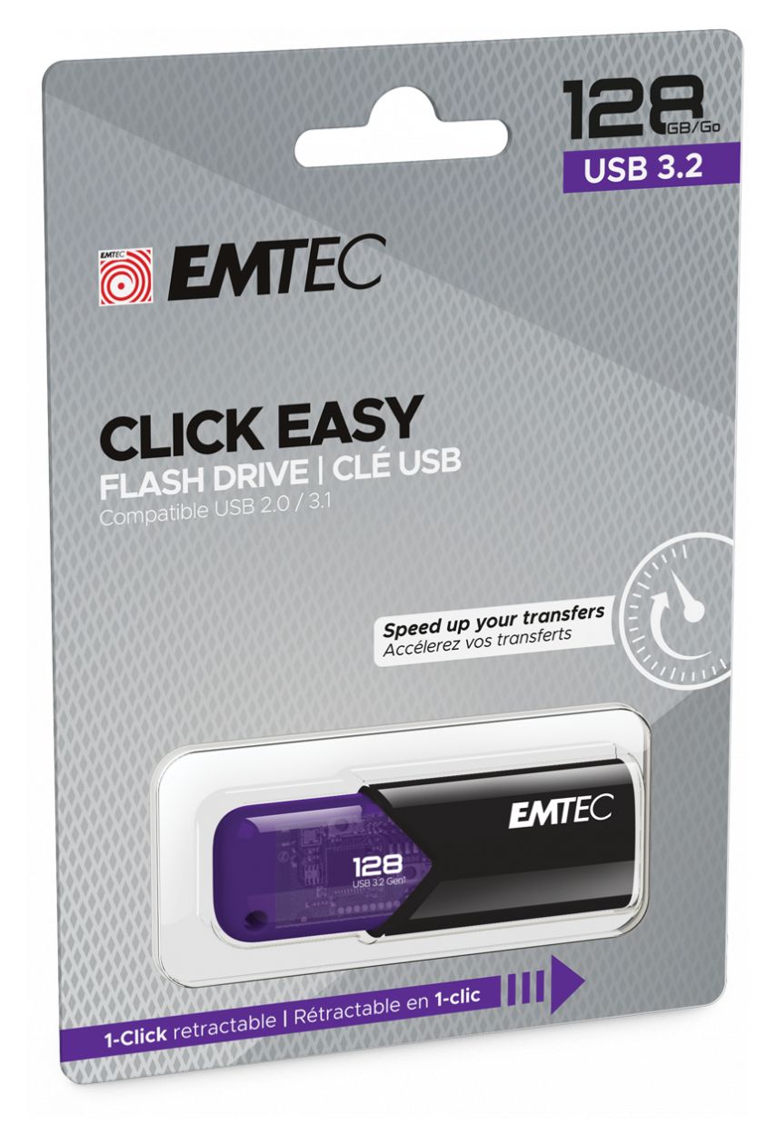 B110 Click Easy USB Typ-A Stick 128 GB  (Schwarz, Violett) 