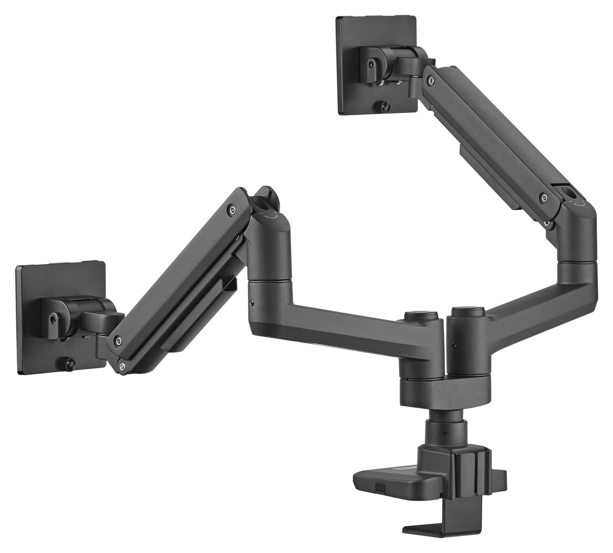 17"-35" Schwerlast-Doppelmonitor-Schreibtischhalterung, Schwarz 