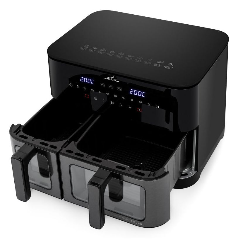 Fritta Dual Doppelkammer Heißluftfritteuse 11 l 2600 W  (Schwarz) 