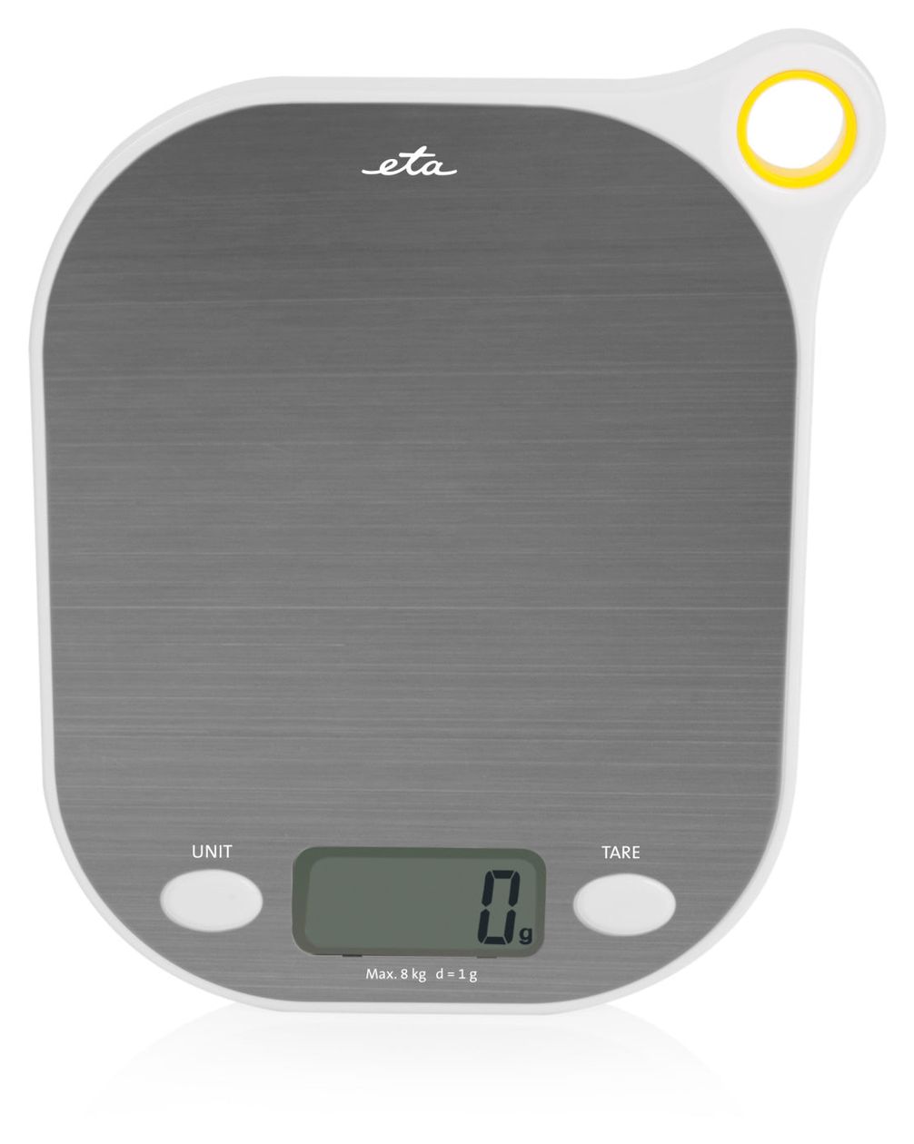 Grami Elektronische Küchenwaage bis 8 kg Genauigkeit 1 g  (Weiß, Edelstahl) 