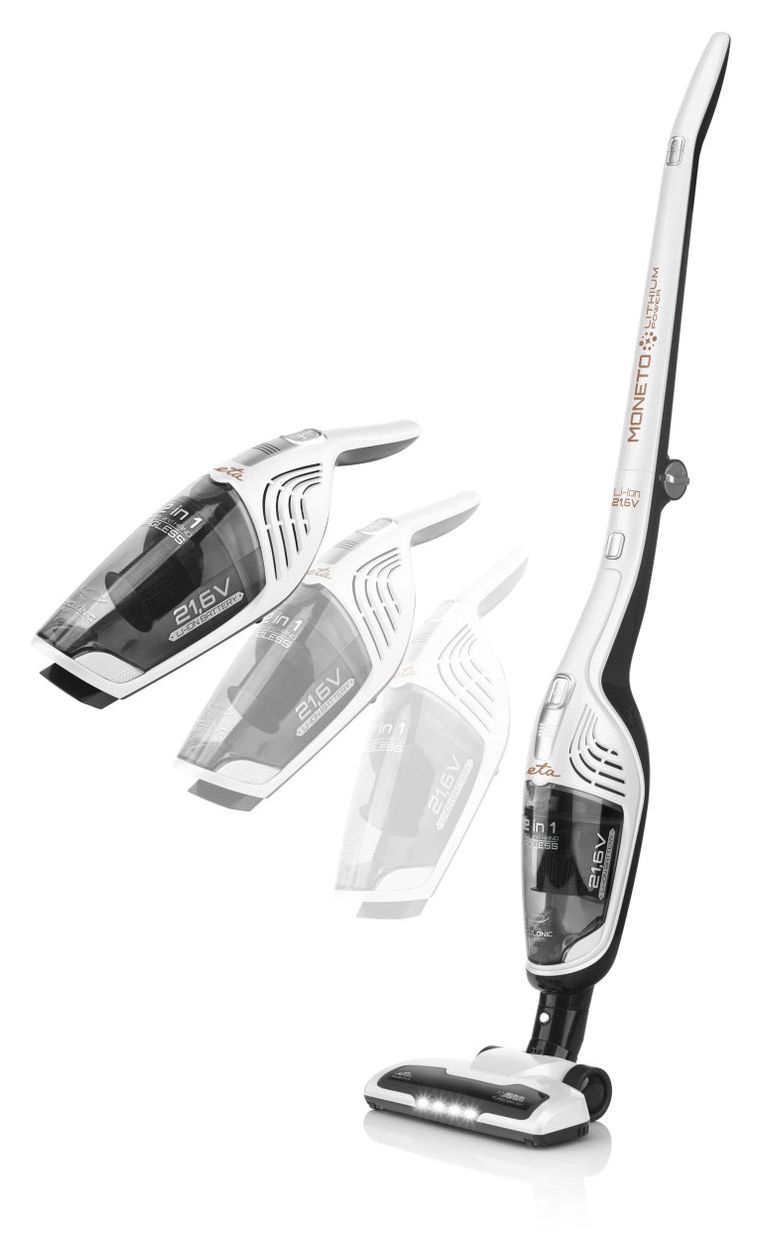 Moneto II Handstaubsauger Beutellos bis 50 min Laufzeit 21,6 V HEPA  (Schwarz, Weiß) 