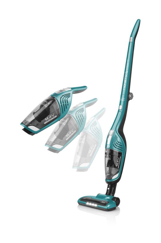 Moneto II Handstaubsauger mit Staubbeutel bis 40 min Laufzeit 14,4 V Zyklonal  (Türkis) 